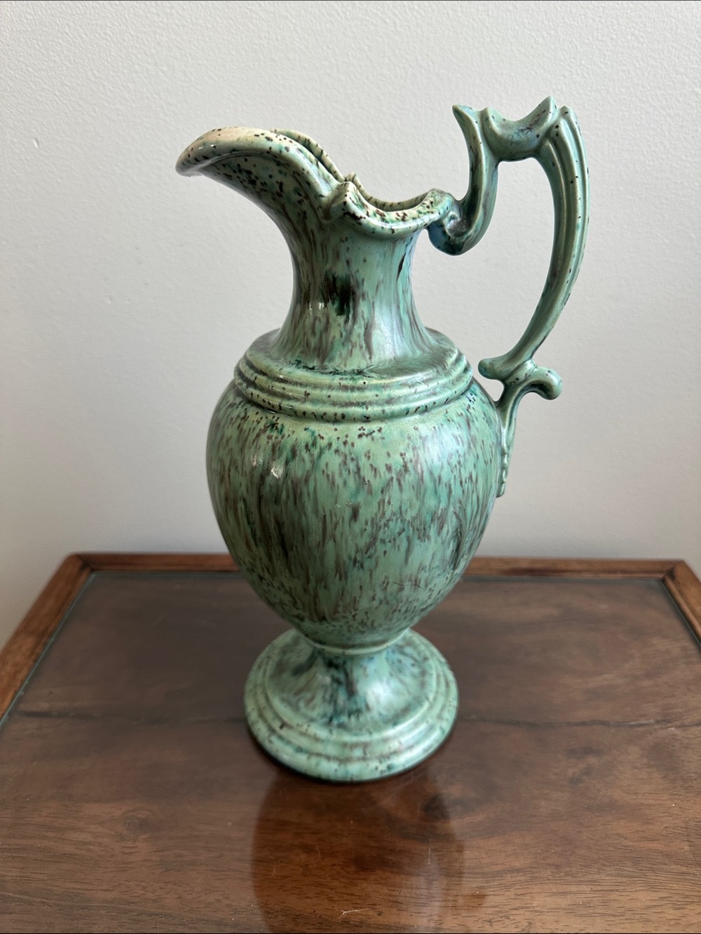 Vintage Arnold Green Speckled Ceramic Pitcher Vase